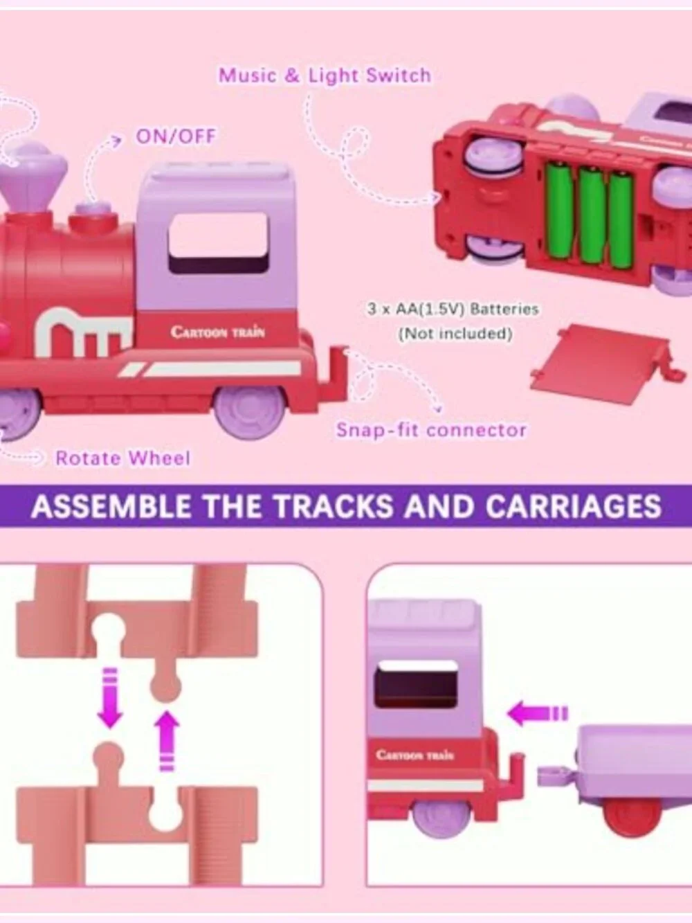 Electric Train Set with Farm Animals & Finger Puppets - Montessori Learning Toy
